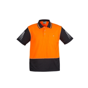 Syzmik Mens Hi Vis Zone Short Sleeve Polo Orange/Black