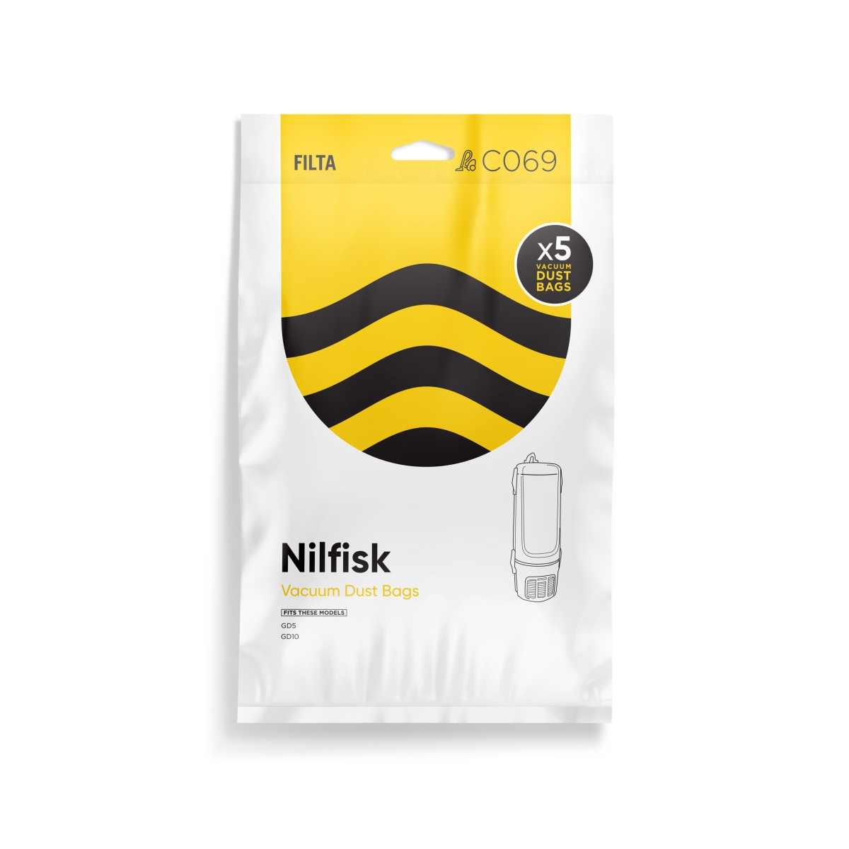 Filta Nilfisk GD5/GD10 Microfibre Vacuum Cleaner Bags (5 Pack)