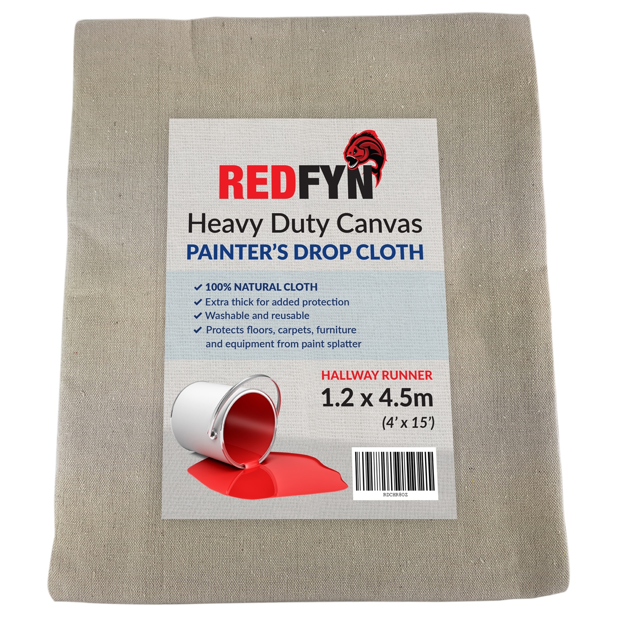 REDFYN Heavy Duty Painter's Drop Cloth Hallway Runner 15' x 4' (4.5m x 1.2m)