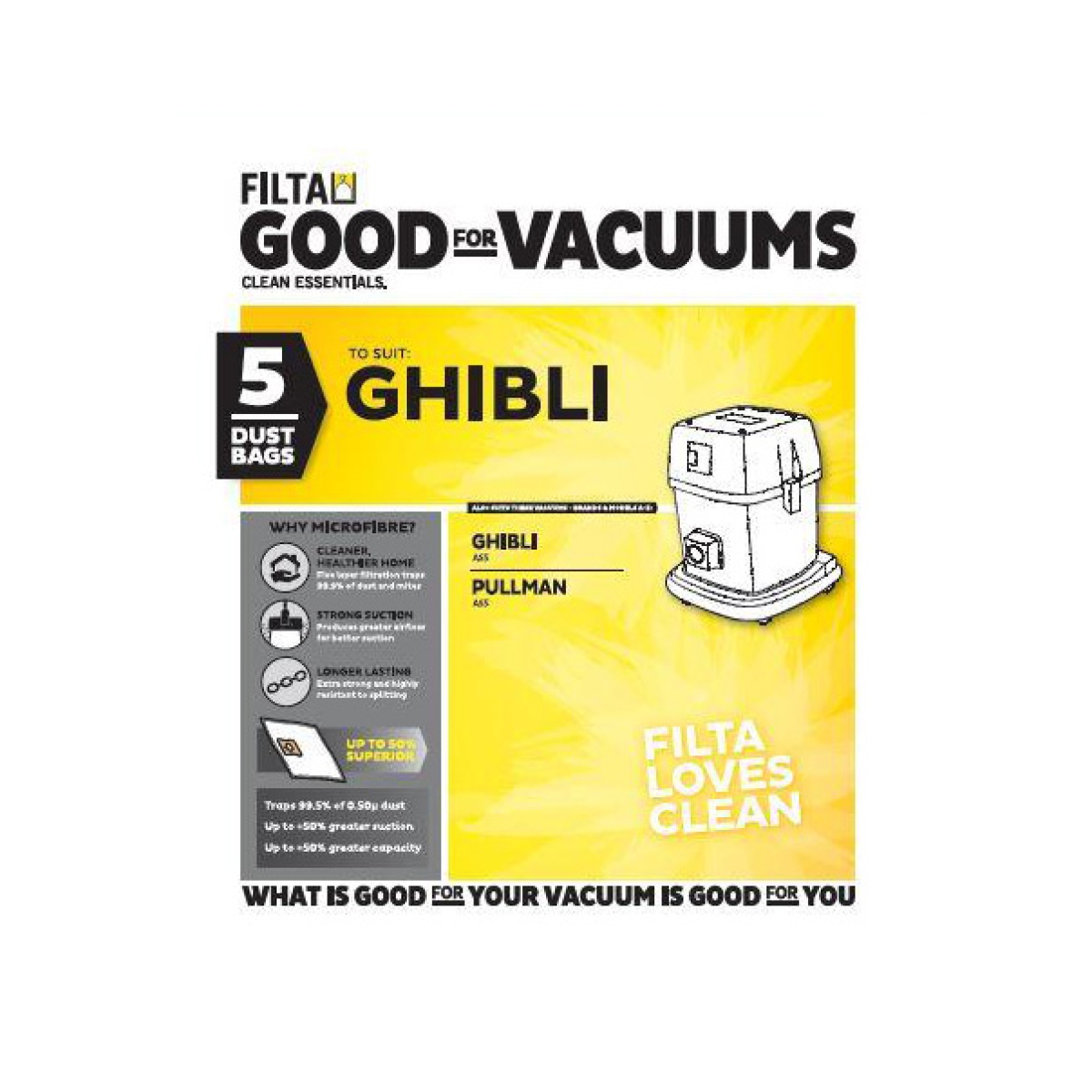 Filta Ghibli AS5 Microfibre Vacuum Cleaner Bags (5 Pack)