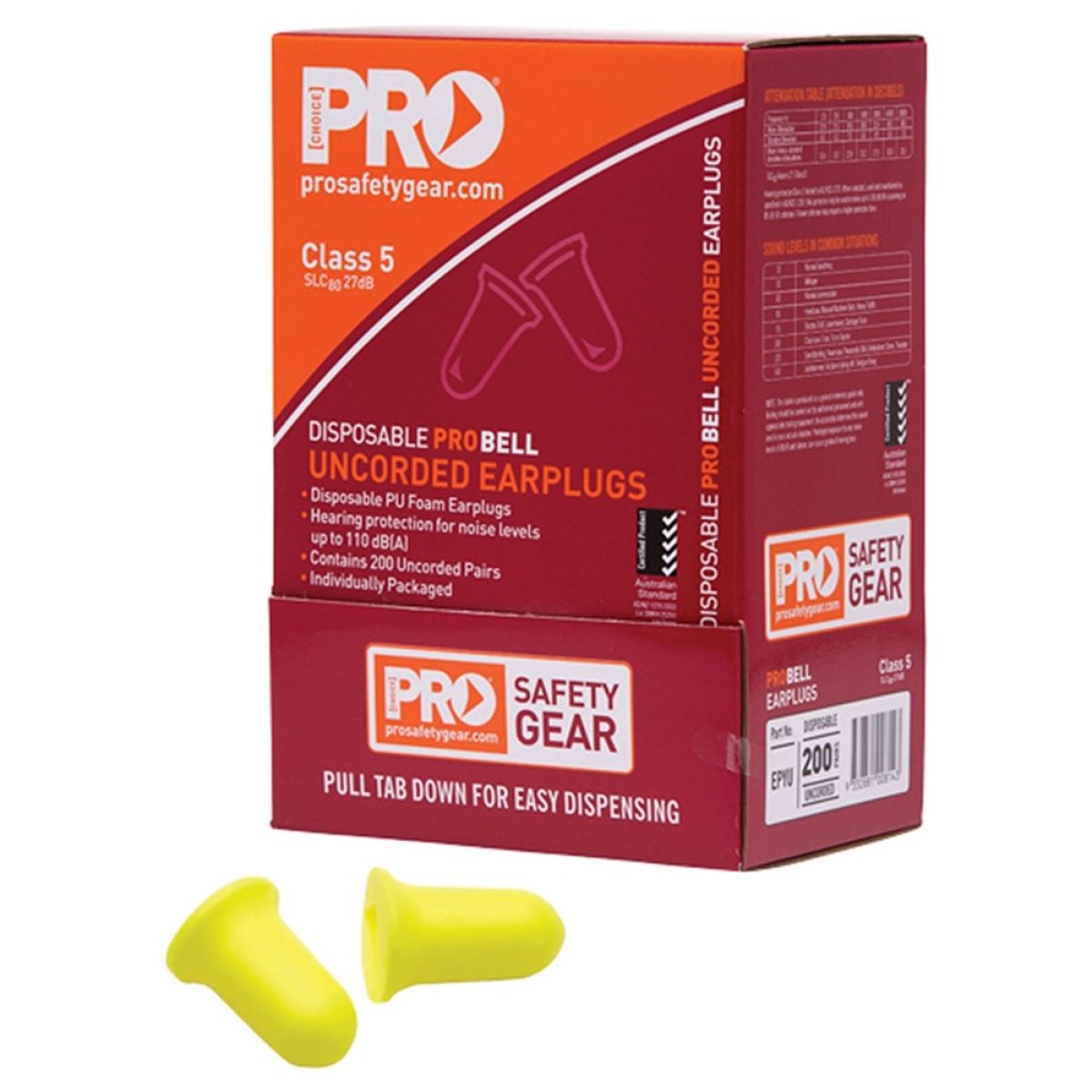 Pro Probell Disposable Uncorded Earplugs (200 Pairs)