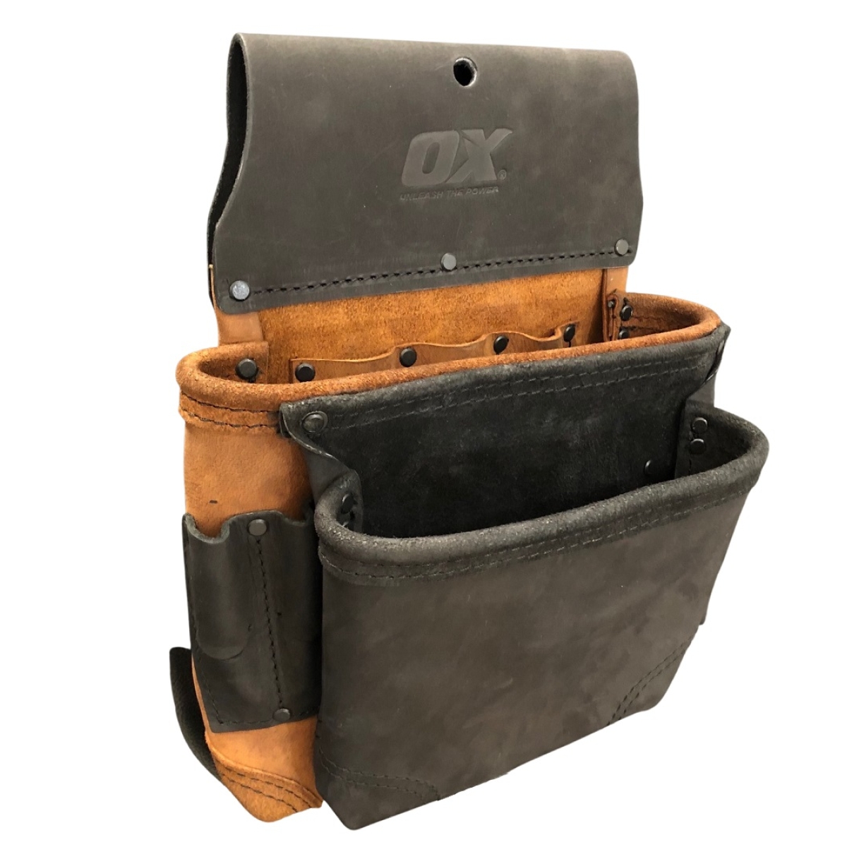 OX Pro Tan & Black Leather Tradies Pouch - 8 Pocket