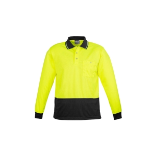 Syzmik Unisex Hi Vis Basic Long Sleeve Polo Yellow/Black