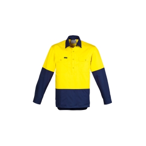 Syzmik Mens Closed Front Long Sleeve Shirt Yellow/Navy ZW560