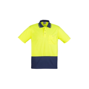 Syzmik Unisex Hi Vis Basic Short Sleeve Polo Yellow/Navy