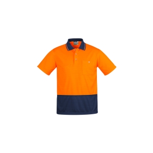 Syzmik Mens Hi Vis Comfort Back Short Sleeve Polo Orange/Navy