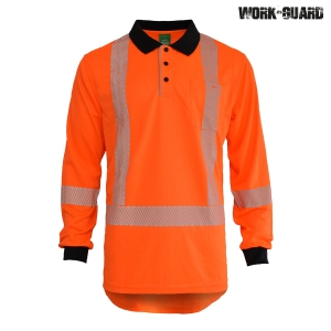 Work-Guard Recycled Hi Vis TTMC Long Sleeve Polo Orange