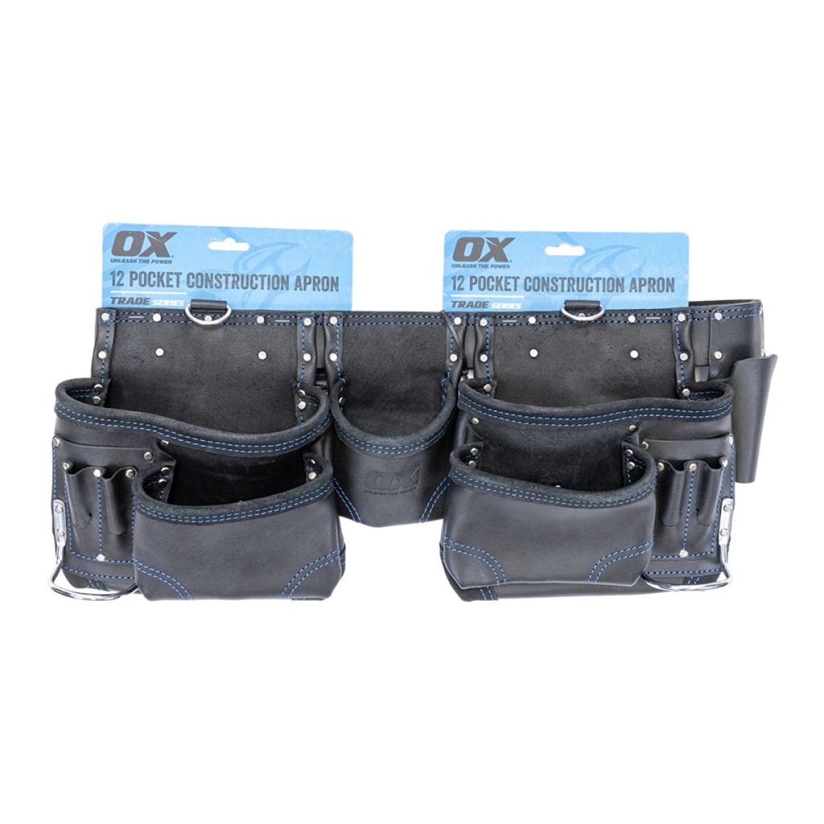 OX Trade Black Leather 12 Pocket Construction Apron