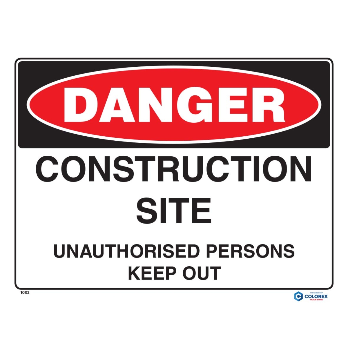 PVC Sign 'Danger Construction Site' PVC 450x600mm