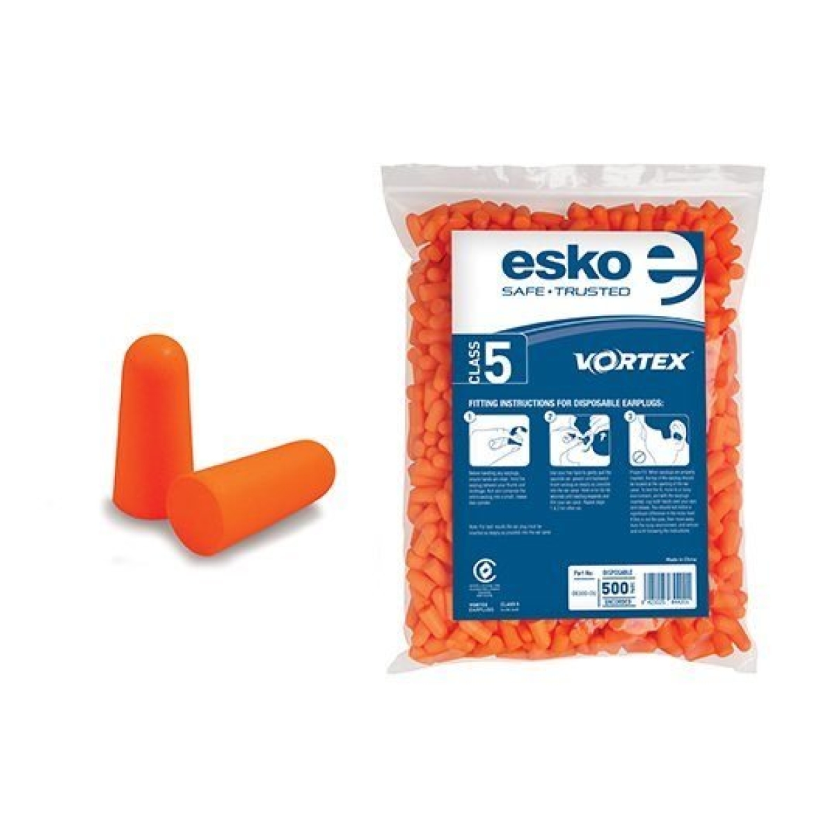 ESKO Class 5 Uncorded Earplugs Refill 500 Pack