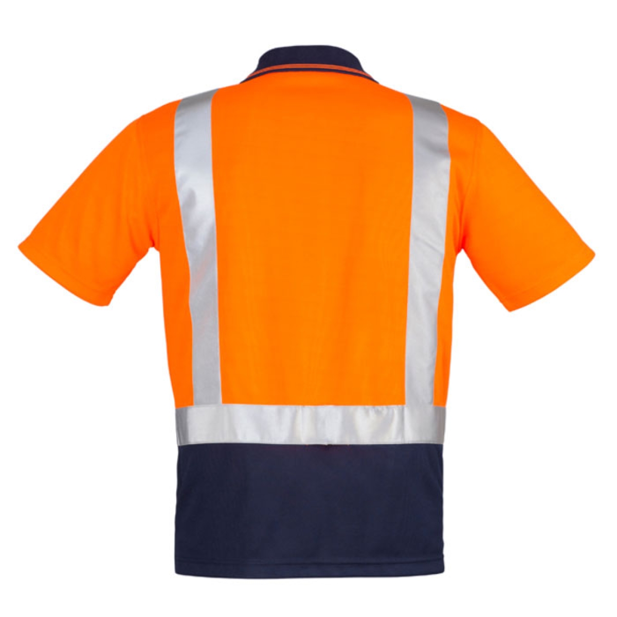 Syzmik Hi Vis Spliced Short Sleeve Polo Taped Orange/Navy