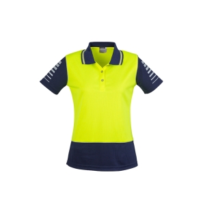 Syzmik Womens Hi Vis Zone Short Sleeve Polo Yellow/Navy