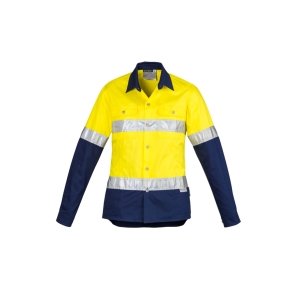 Syzmik Womens Industrial Long Sleeve Shirt - Hoop Taped Yellow/Navy ZWL123