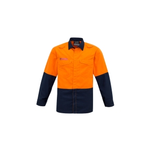 Syzmik Mens Hi Vis Spliced Shirt Orange/Navy ZW138