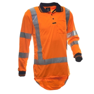 Safe-T-Tec TTMC Long Sleeve Polo Shirt Orange/Navy 801189