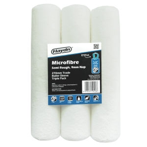 Haydn Trade Microfibre 270mm Semi-Rough 9mm Nap Paint Roller Sleeves (3 pack)
