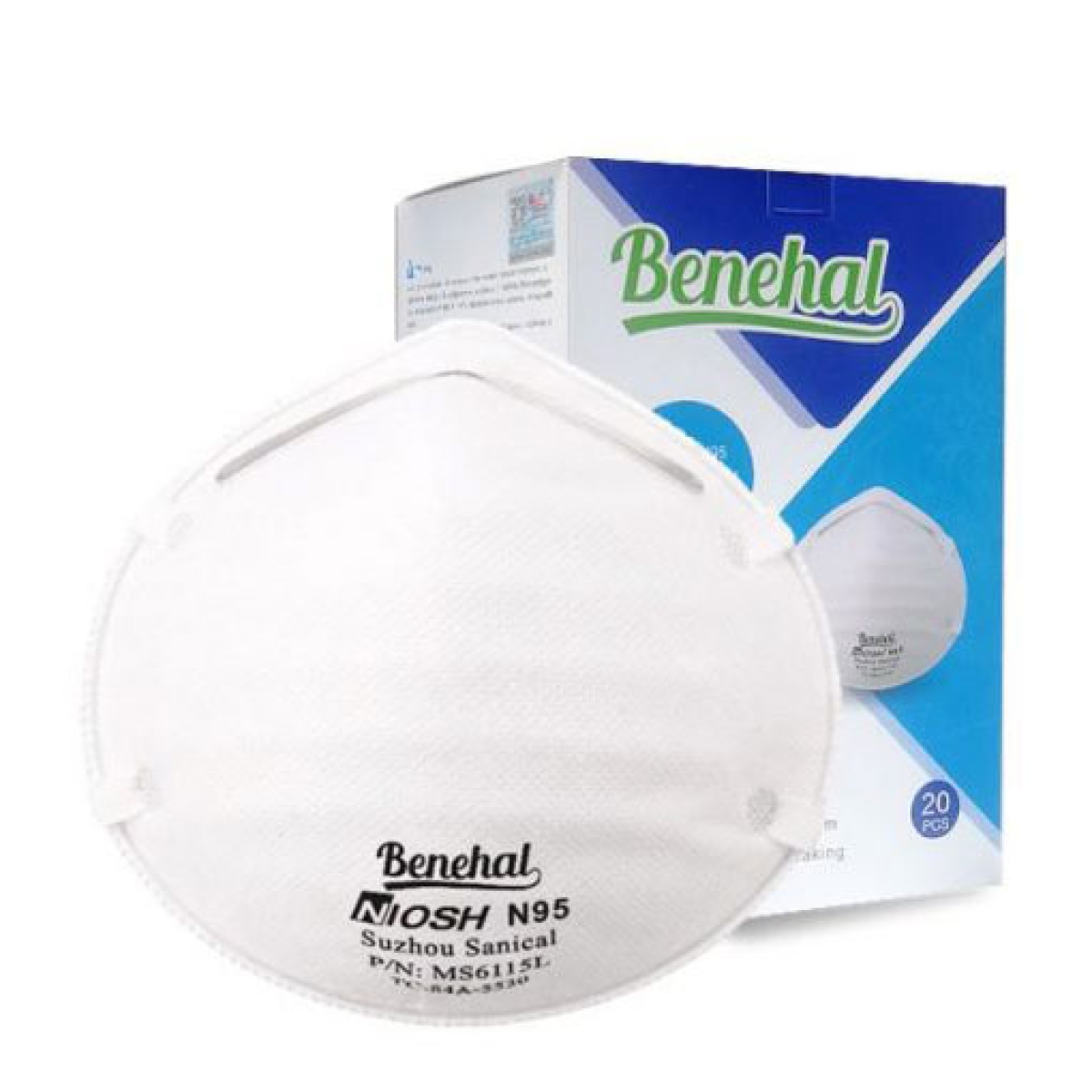 Benehal Dust Masks N95 Cup Style Non-Valved (Pack 20)