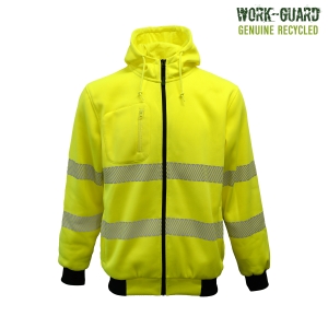 Work-Guard Recycled Hi Vis Day/Night Zipped Hoodie Yellow