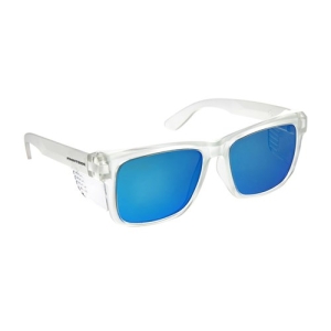 PRO Frontside Safety Glasses Blue Mirror on Clear Frame - Polarised