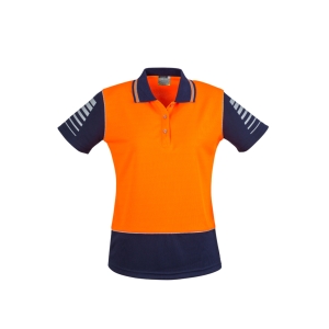 Syzmik Womens Hi Vis Zone Short Sleeve Polo Orange/Navy