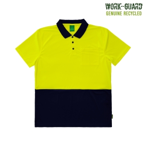 Work-Guard Recycled Hi Vis Polo Yellow/Navy