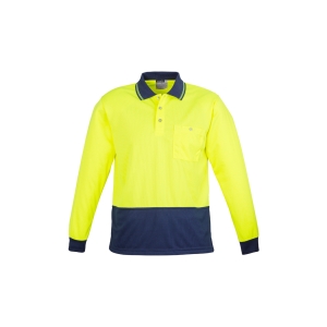 Syzmik Unisex Hi Vis Basic Long Sleeve Polo Yellow/Navy