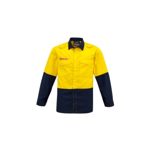 Syzmik Mens Hi Vis Spliced Shirt Yellow/Navy ZW138