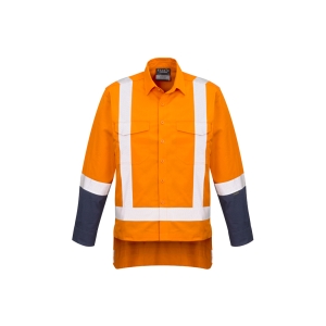 Syzmik Mens TTMC-W17 Rugged Cooling Work Shirt Orange/Navy ZW820