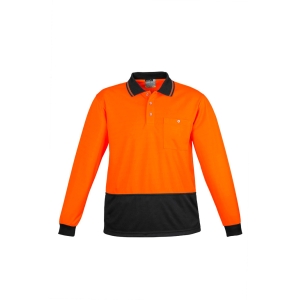 Syzmik Unisex Hi Vis Basic Long Sleeve Polo Orange/Black