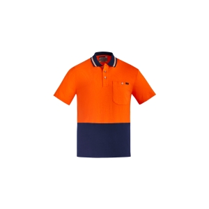 Syzmik Mens Hi Vis Cotton Short Sleeve Polo Orange/Navy