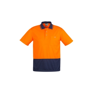 Syzmik Unisex Hi Vis Basic Short Sleeve Polo Orange/Navy