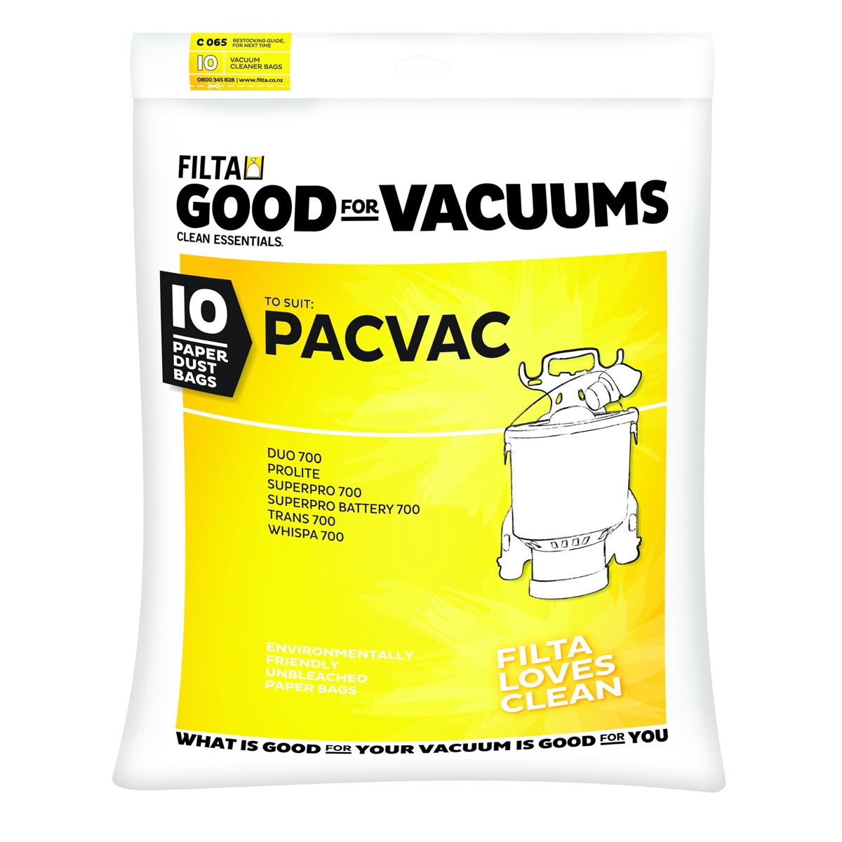 Filta PacVac SuperPro Paper Vacuum Cleaner Bags (10 Pack)